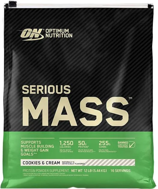 Гейнер Optimum Nutrition Serious Mass, печиво з кремом, 5,44 кг