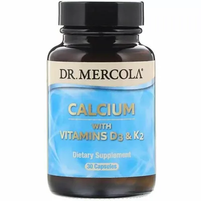 Кальцій з вітамінами Д3 і К2 Dr. Mercola Calcium with Vitamins D3 & K2, 30 капсул