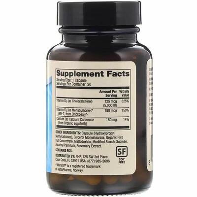 Кальций с витаминами Д3 и К2 Dr. Mercola Calcium with Vitamins D3 & K2, 30 капсул