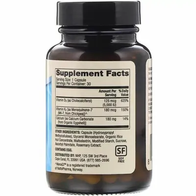Кальцій з вітамінами Д3 і К2 Dr. Mercola Calcium with Vitamins D3 & K2, 30 капсул