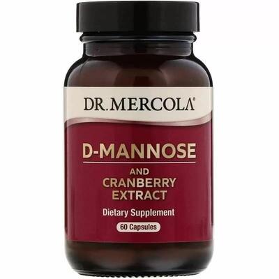 D-манноза та журавлина Dr. Mercola D-Mannose and Cranberry Extract, 60 капсул