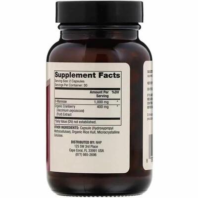 D-манноза та журавлина Dr. Mercola D-Mannose and Cranberry Extract, 60 капсул