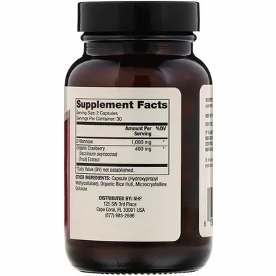D-манноза та журавлина Dr. Mercola D-Mannose and Cranberry Extract, 60 капсул