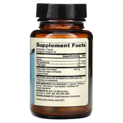 Яблучний оцет і кайенский перець Dr. Mercola Apple Cider Vinegar Cayenne, 30 капсул