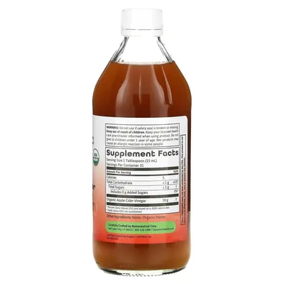 Яблучний оцет Dynamic Health Apple Cider Vinegar з медом і м'якоттю, 473 мл
