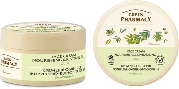 Крем для обличчя Green Pharmacy Живильно-відновлюючий, оливковий, 200 мл