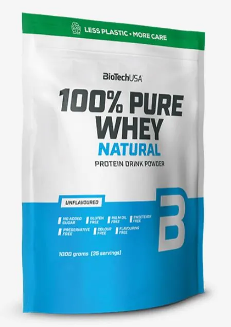 Протеїн сироватковий концентрат Biotech 100% Pure Whey Natural без смаку, 1 кг