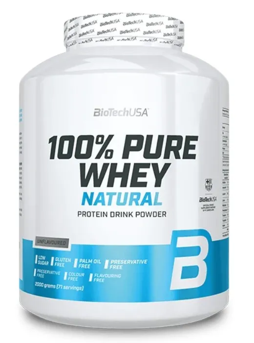 Протеїн сироватковий концентрат Biotech 100% Pure Whey Natural без смаку, 2 кг