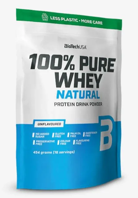 Протеїн сироватковий концентрат Biotech 100% Pure Whey Natural без смаку, 454 г