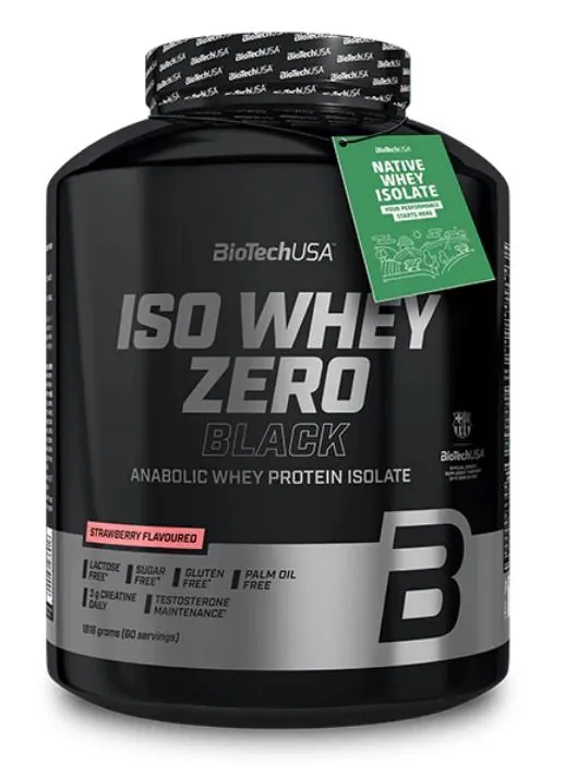 Протеїн сироватковий ізолят Biotech Iso Whey Zero Black полуниця, 1,816 кг