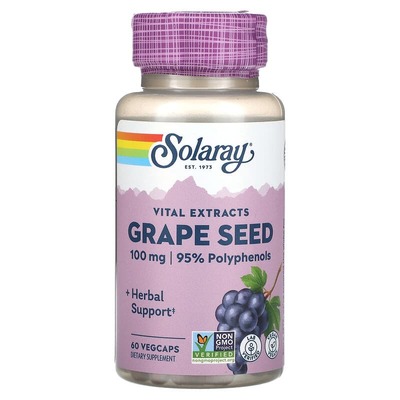 Экстракт виноградных косточек Solaray Grape Seed 100 мг, 60 вегетарианских капсул