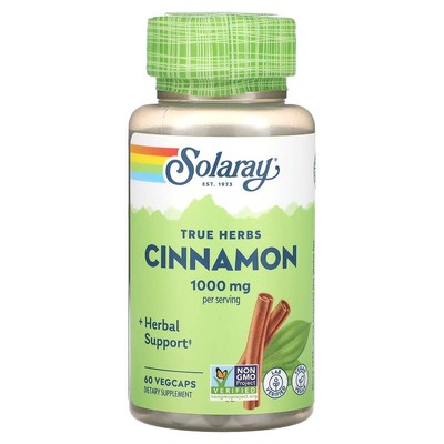 Корица Solaray Cinnamon True Herbs 500 мг, 60 вегетарианских капсул