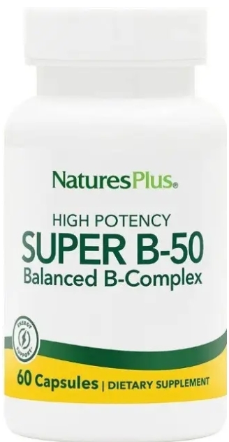 Комплекс витаминов B-50 Nature's Plus Super B-50, 60 вегетарианских капсул