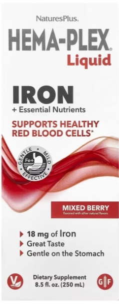 Вітамінно-мінеральний комплекс Nature's Plus Hema-Plex Liquid, ягідне асорті, 250 мл