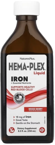 Витаминно-минеральный комплекс Nature's Plus Hema-Plex Liquid, ягодное ассорти, 250 мл