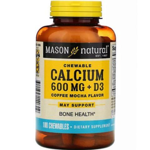 Витаминно-минеральный комплекс Mason Natural Chewables Calcium 600 Plus Vitamin D3 кофе-мокко, 100 таблеток