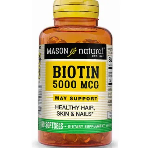 Біотин Mason Natural Biotin 5000, 60 гелевих капсул