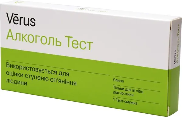 Тест-набір Verus Алкоголь Тест для виявлення алкоголю у слині, 1 штука