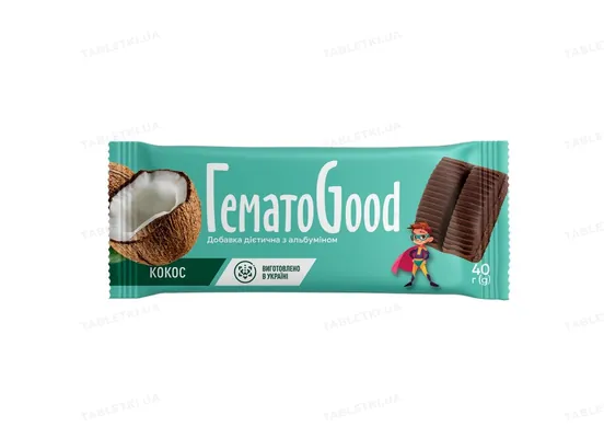 Батончик ГематоGood кокос з альбуміном, 40 г