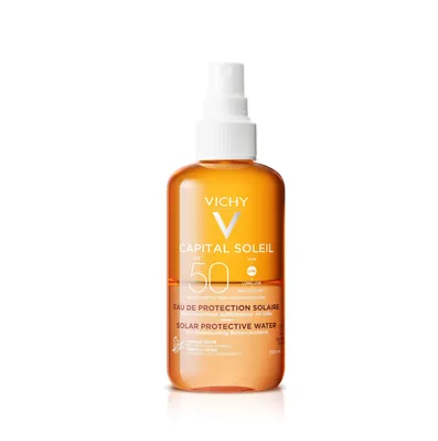 Спрей сонцезахисний для обличчя і тіла Vichy Capital Soleil SPF50 водний двофазний з бета-каротином для підсилення засмаги, 200 мл