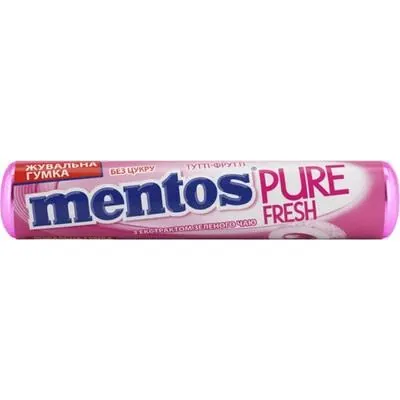 Жувальна гумка Mentos Pure Fresh з екстрактом зеленого чаю, тутті-фрутті, 15,75 г