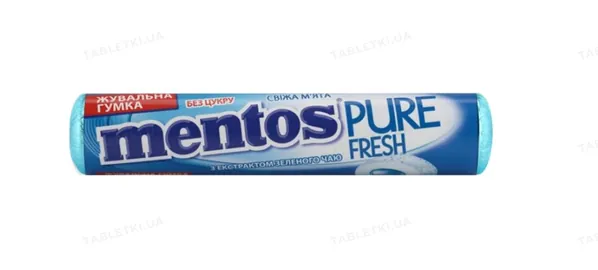 Жувальна гумка Mentos Pure Fresh свіжа м'ята з екстрактом зеленого чаю, 15,75 г