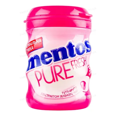 Жувальна гумка Mentos Pure Fresh з екстрактом зеленого чаю, тутті-фрутті, 56 г