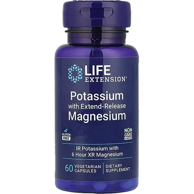 Калій і Магній поступого вивільнення Life Extension Potassium with Extend-Release Magnesium, 60 капсул