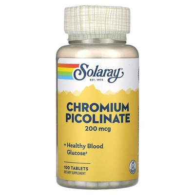Хром пиколинат Solaray Chromium Picolinate 200 мкг, 100 таблеток