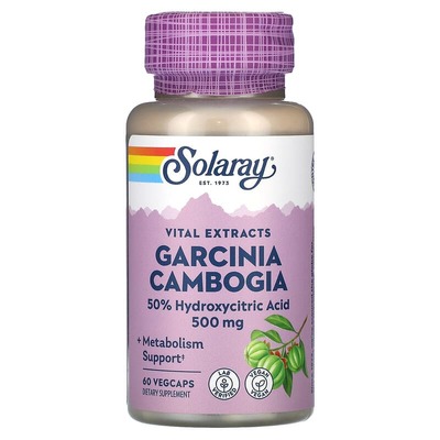 Гарциния камбоджийская Solaray Garcinia Cambogia Fruit Extract 500 мг, 60 вегетарианских капсул