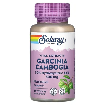 Гарцинія камбоджійська Solaray Garcinia Cambogia Fruit Extract 500 мг, 60 вегетаріанських капсул