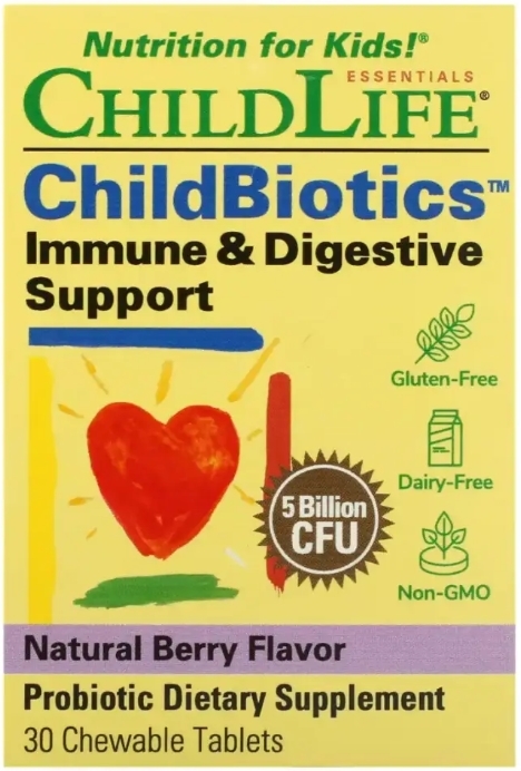 Поддержка иммунитета и пищеварения ChildLife Child Biotics Immune Digestive Support, 30 жевательных таблеток