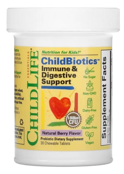 Поддержка иммунитета и пищеварения ChildLife Child Biotics Immune Digestive Support, 30 жевательных таблеток