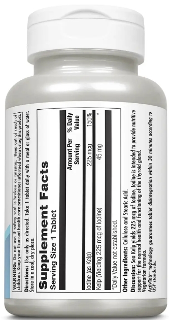 Келп KAL Kelp Iodine 225 мкг, 250 таблеток