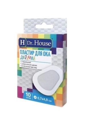 Пластырь для глаза Dr. House детский стерильный 6,7 см х 4,8 см, 10 штук