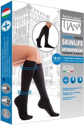 Гольфы компрессионные Tiana 950 Unisex Skinlife компрессия 18-21 мм рт ст, 140 den, цвет черный, размер 6