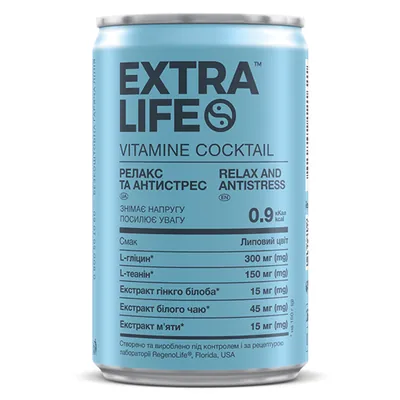 Напій Extra Life Vitamin Cocktail Релакс та антистрес смак липовий цвіт, 150 мл