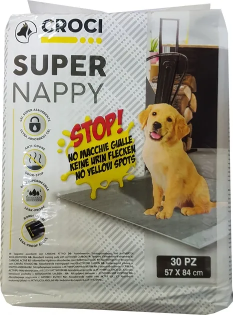 Пелюшки для собак Croci Super nappy з активованим вугіллям 57 см х 84 см, 30 штук