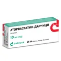 Аторвастатин-Дарниця таблетки, в/плів. обол. по 10 мг №28 (14х2)