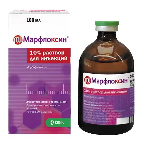 Марфлоксін 10% (ДЛЯ ТВАРИН) розчин для ін'єкцій, 100 мл