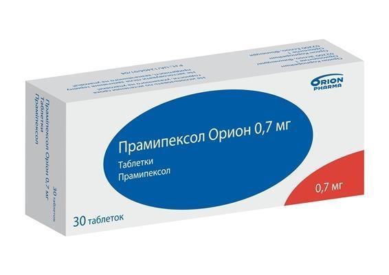 Праміпексол Оріон таблетки по 0.7 мг №30 (10х3)