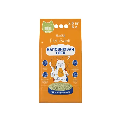 Наповнювач для котячого туалету ModeS PetSanit Tofu зелений чай 2,6 кг, 6 л
