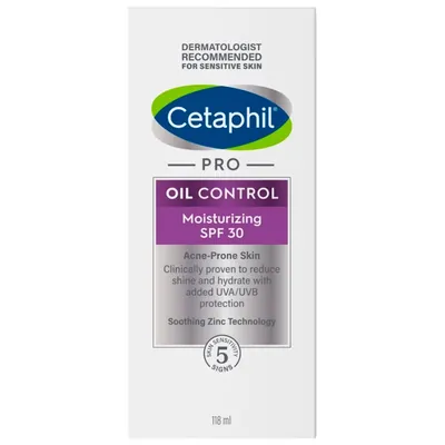 Лосьйон для обличчя Cetaphil Pro Oil Control Moisturizing SPF30 зволожуючий для чутливої, жирної та схильної до акне шкіри, 118 мл