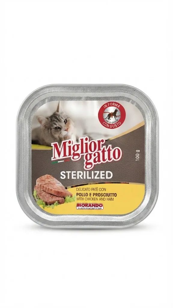 Корм вологий Morando Migliorgatto Sterilized для стерилізованих котів беззерновий з куркою та прошутто, 100 г