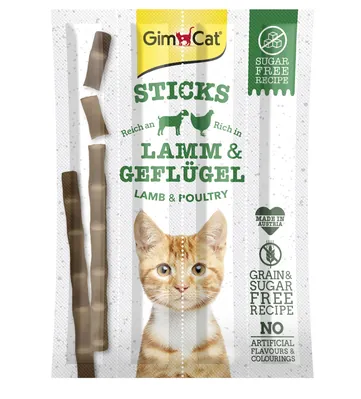 Ласощі для кішок GimCat Sticks палички з ягням та птицею, 4 штуки