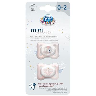 Пустышка силиконовая Canpol Babies Mini симметричная розовая 23/910_pin, 0-2 месяцев, 2 шт