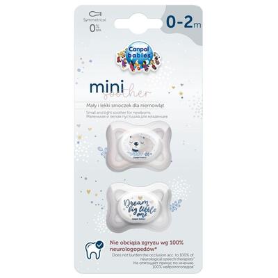 Пустушка силіконова Canpol Babies Mini симетрична сіра 23/910_grey, 0-2 місяців, 2 шт