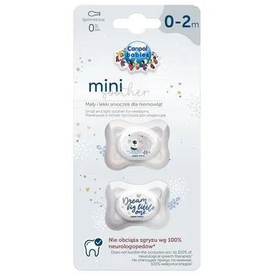 Пустушка силіконова Canpol Babies Mini симетрична сіра 23/910_grey, 0-2 місяців, 2 шт