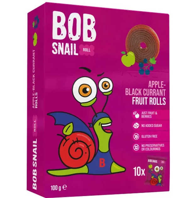 Цукерки Bob Snail Roll натуральні яблучно-смородинові, 100 г