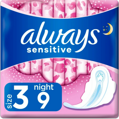 Прокладки гигиенические Always Ultra Sensitive Night, 6 капель, 3 размер, 9 шт